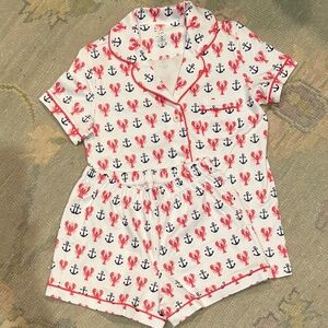 Roller Rabbit xxs Polo pajamas anchors away lobsters NWT
